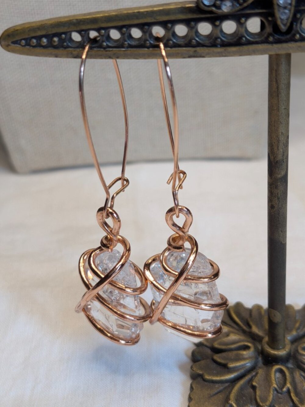 RLM Soho Rose Gold Tone Faux Crystal Cage Dangle Earrings